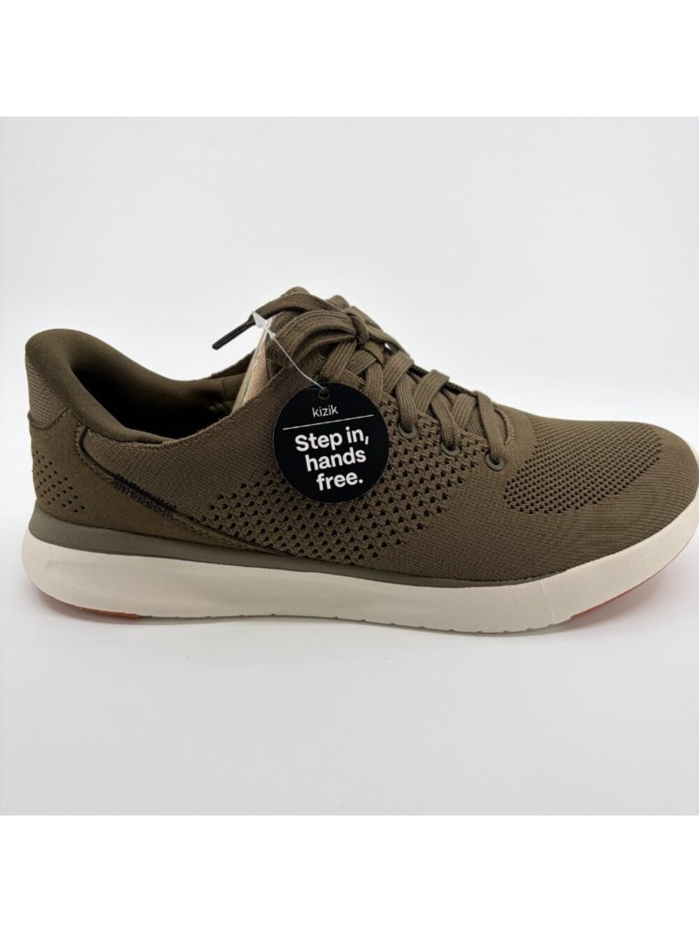 Kizik Lima Mens Size 10.5EE Olive Green Athletic Hands Free Knit Shoes Sneakers